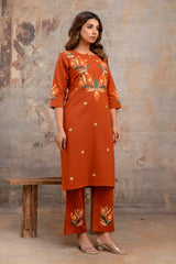 Sarang orange cotton co-ord set
