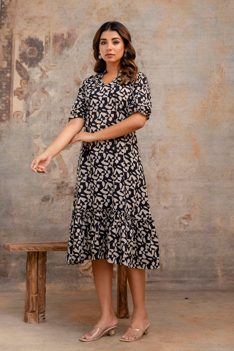 Zuby Black Cotton Dress