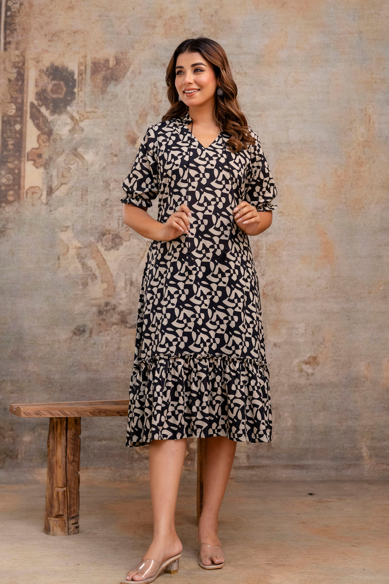 Zuby Black Cotton Dress