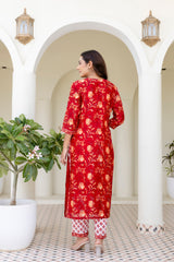 Rumi red chanderi straight suit set with chanderi dupatta