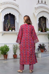 Isha Pure Handblock Suit Set with Chanderi Silk Dupatta(Plus Size)