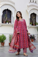 Isha Pure Handblock Suit Set with Chanderi Silk Dupatta