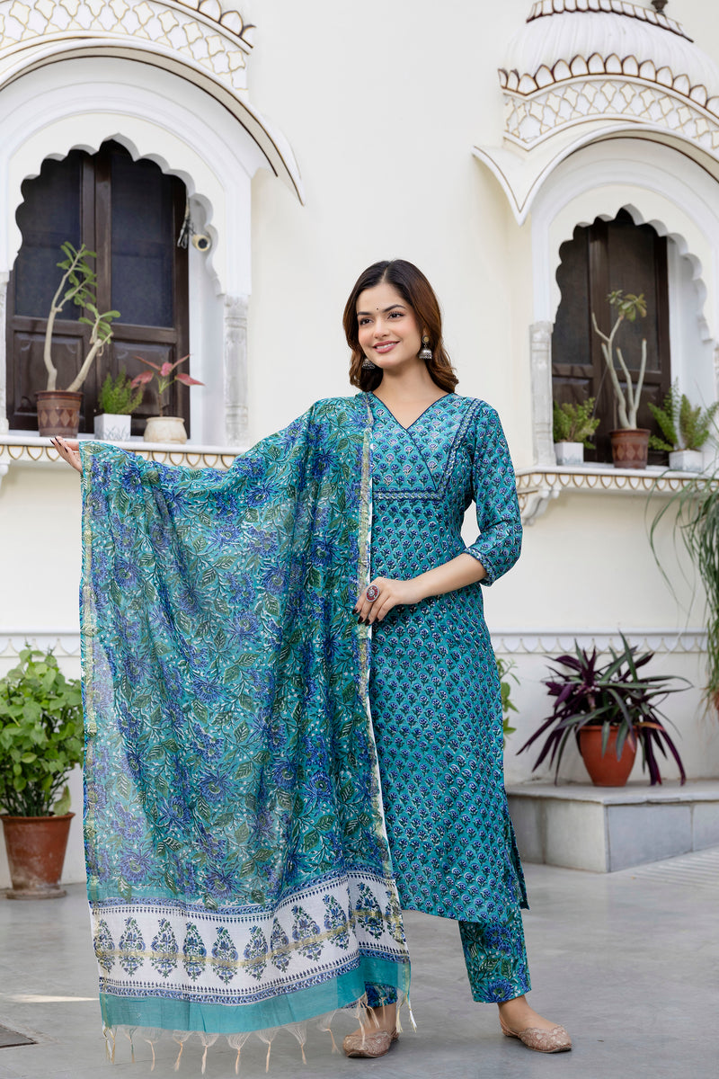 Meghna Chanderi Silk Suit Set with beautiful Handwork Detail (Plus Size)