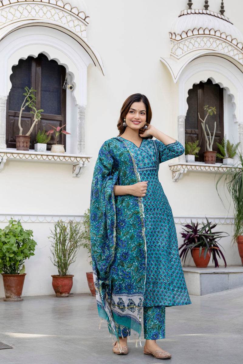 Meghna Chanderi Silk Suit Set with beautiful Handwork Detail (Plus Size)