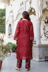 Siya Pure Chanderi Straight Fit Suit Set with Lace Detail(Plus Size)