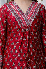 Siya Pure Chanderi Straight Fit Suit Set with Lace Detail(Plus Size)