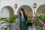 Zareen Mehfil Emerald Printed Cotton Suit Set with Cotton Dupatta