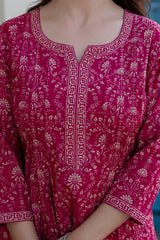 Zarika Rani Pink Floral Print Cotton Kurta Pant Only