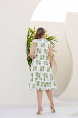 Grace green printed cotton dress