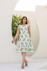 Grace green printed cotton dress