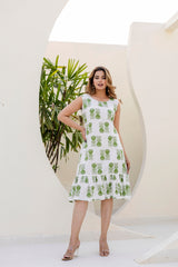 Grace green printed cotton dress
