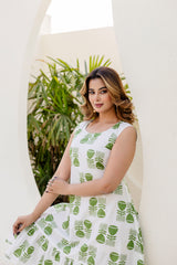 Grace green printed cotton dress