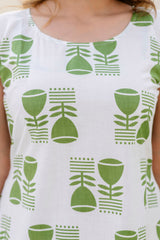 Grace green printed cotton dress