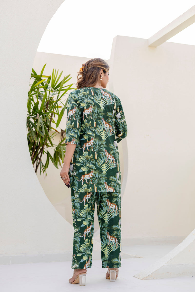 Carnival green printed co-ord set
