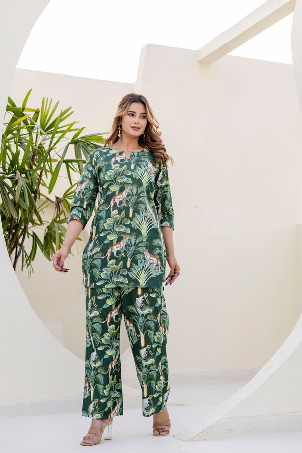Carnival green printed co-ord set