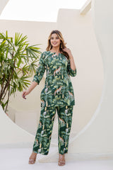 Carnival green printed co-ord set
