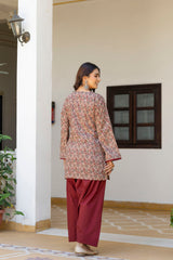 Noor-e-Classic Floral Kurta with Graceful Farshi Salwar Set