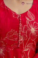 “Mehru Scarlet Elegance” Floral Printed Kurta Pant Only