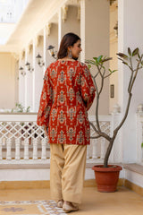 Surmayi Saaz Rust Heritage Kurta with Royal Farshi Salwar Set