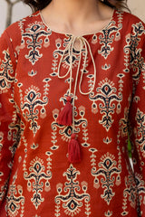 Surmayi Saaz Rust Heritage Kurta with Royal Farshi Salwar Set