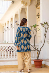 Iraaya Teal Ethnic Kurta with Graceful Farshi Salwar Set