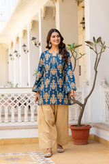 Iraaya Teal Ethnic Kurta with Graceful Farshi Salwar Set