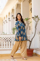 Iraaya Teal Ethnic Kurta with Graceful Farshi Salwar Set