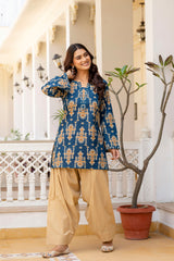 Iraaya Teal Ethnic Kurta with Graceful Farshi Salwar Set