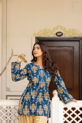 Iraaya Teal Ethnic Kurta with Graceful Farshi Salwar Set