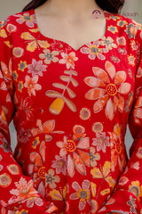 Zarika Floral Red Anarkali Kurta Pant Only