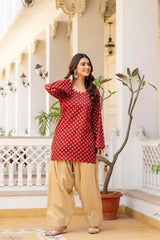 Surmayi Saaz Royal Maroon Kurta & Farshi Salwar Set