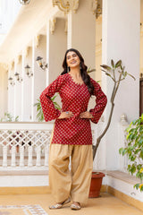 Surmayi Saaz Royal Maroon Kurta & Farshi Salwar Set