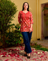 Ruby Handblock Short Kurta