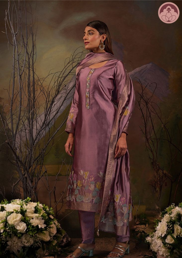 Gohar  pink silk suit set with dupatta