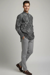 Ishaan Urban Ethnic Printed Masn Cotton Short Kurta