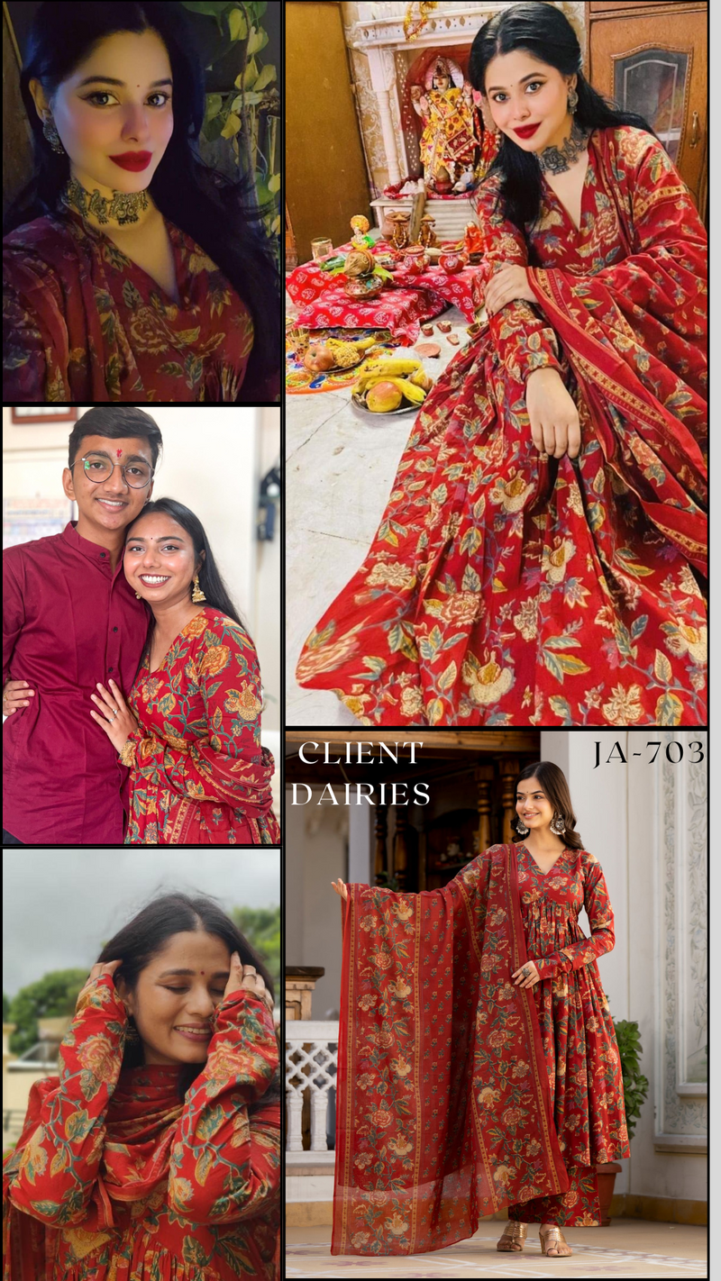 Saanvi Maroon Floral Print Suit Set