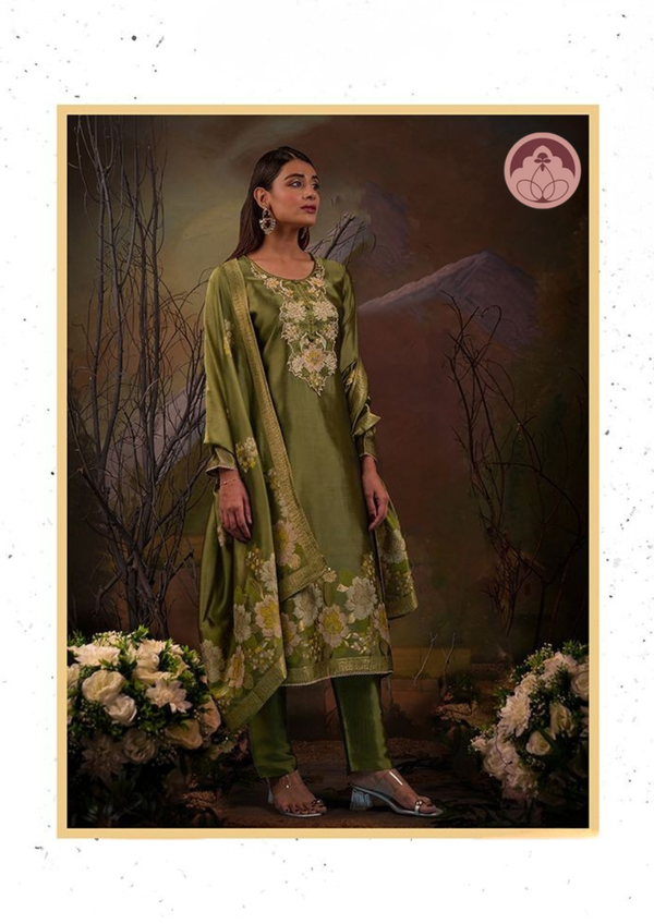 Gohar light green silk suit set with dupatta