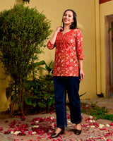 Ruby Handblock Short Kurta