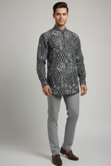 Ishaan Urban Ethnic Printed Masn Cotton Short Kurta