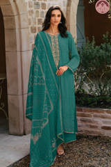 Nazakat green embroidered suit set with dupatta