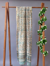 Jaal White Floral Handblock Printed Chanderi Dupatta
