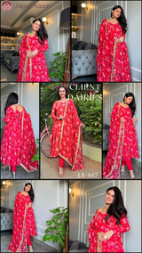 Ranchi Red Embroidered Anarkali Suit Set