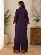 Eshira Plum Gulnaar Cotton Kurta Pant Set