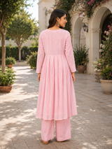 Aabira Blush Grace Mul Chanderi Suit Set with Mul Chanderi Dupatta