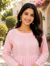 Aabira Blush Grace Mul Chanderi Suit Set with Mul Chanderi Dupatta