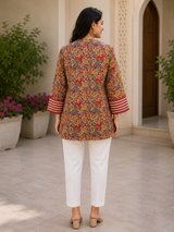 Aaradhya Maroon Paisley Printed Cotton Flared Short Kurti