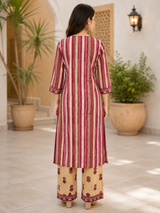 Zariya Mulberry Grace Cotton Suit Set with Printed Cotton Dupatta