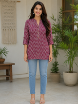 Eshika Rosewood Rhythm Cotton Short Kurti