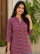 Eshika Rosewood Rhythm Cotton Short Kurti