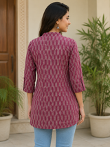Eshika Rosewood Rhythm Cotton Short Kurti